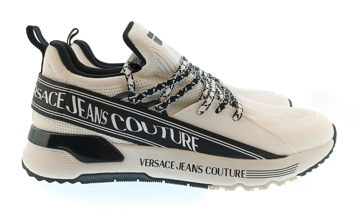 Versace Jeans Couture Mens White / Black Logo Runner Sneakers-