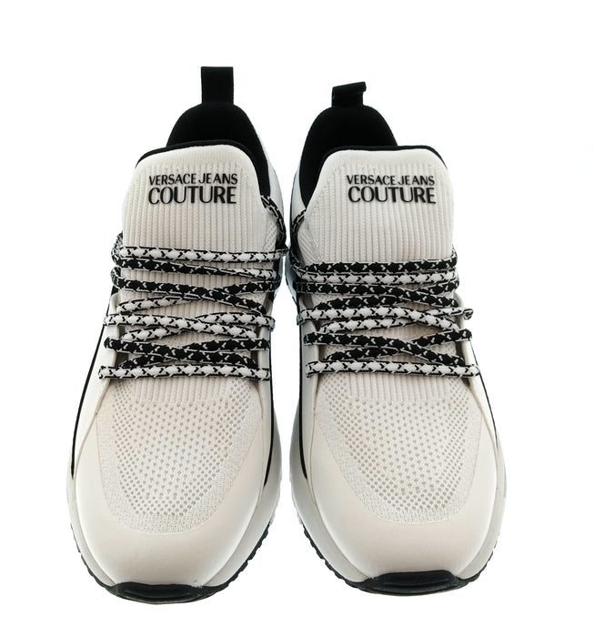 Versace Jeans Couture Mens White / Black Logo Runner Sneakers-