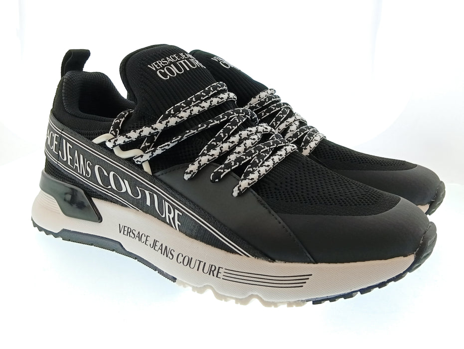 Versace Jeans Couture Mens Black / White Logo Runner Sneakers-8