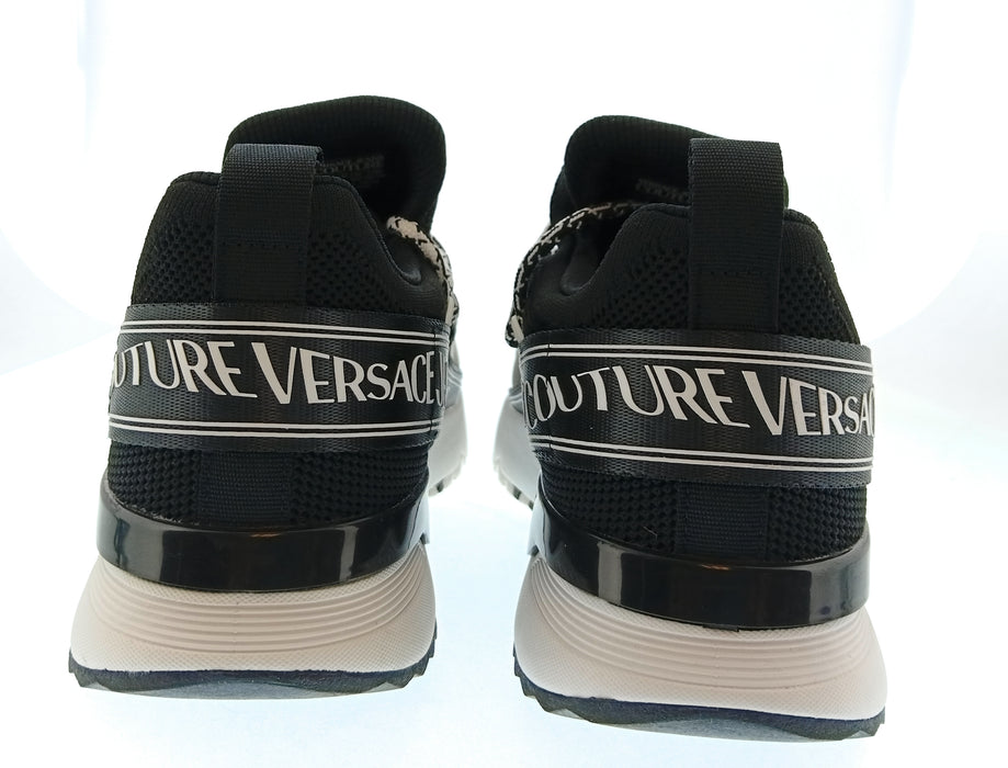 Versace Jeans Couture Mens Black / White Logo Runner Sneakers-