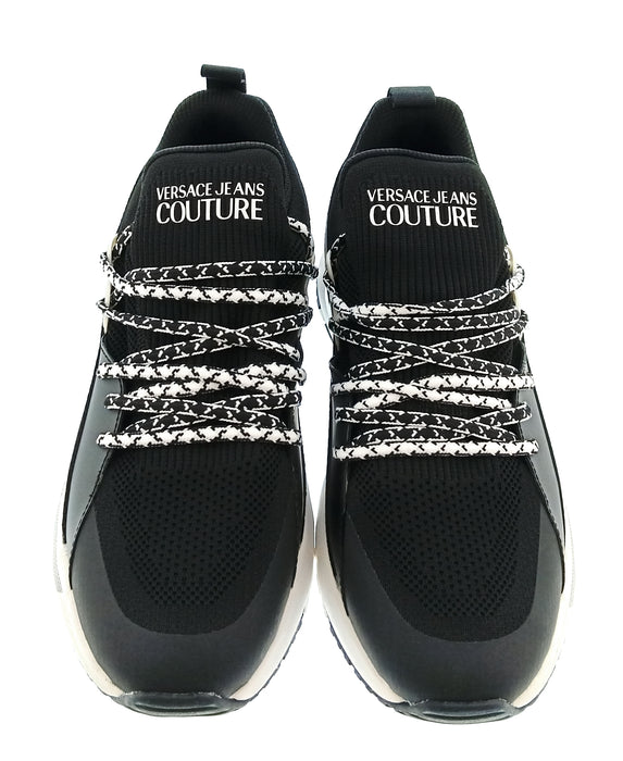 Versace Jeans Couture Mens Black / White Logo Runner Sneakers-