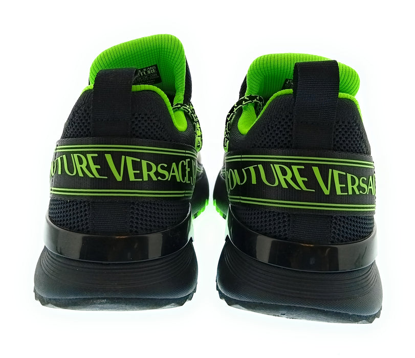 Versace Jeans Couture Mens Black / Neon Green Neon Accent Runner Sneakers-