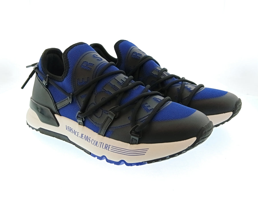 Versace Jeans Couture Mens Black / Royal Blue / White Cage Runner Sneakers-