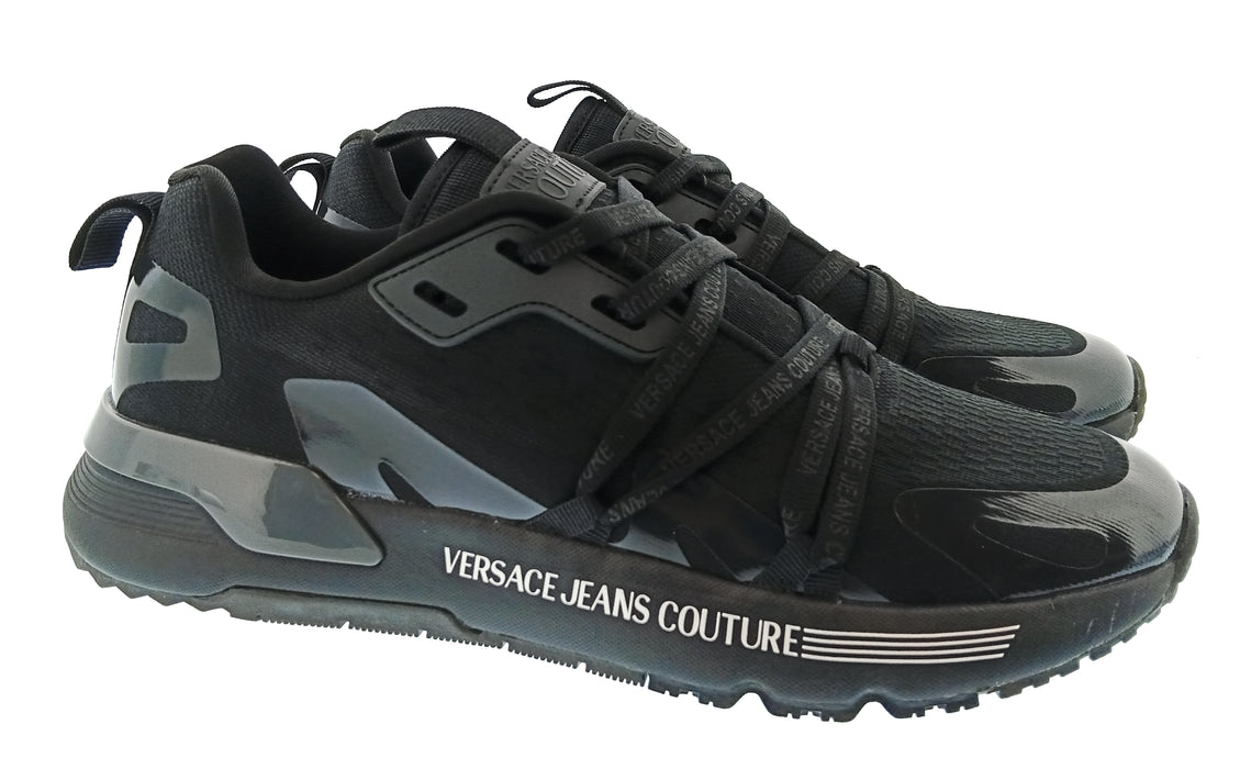 Versace Jeans Couture Mens Black / Gray Panel Runner Sneakers-