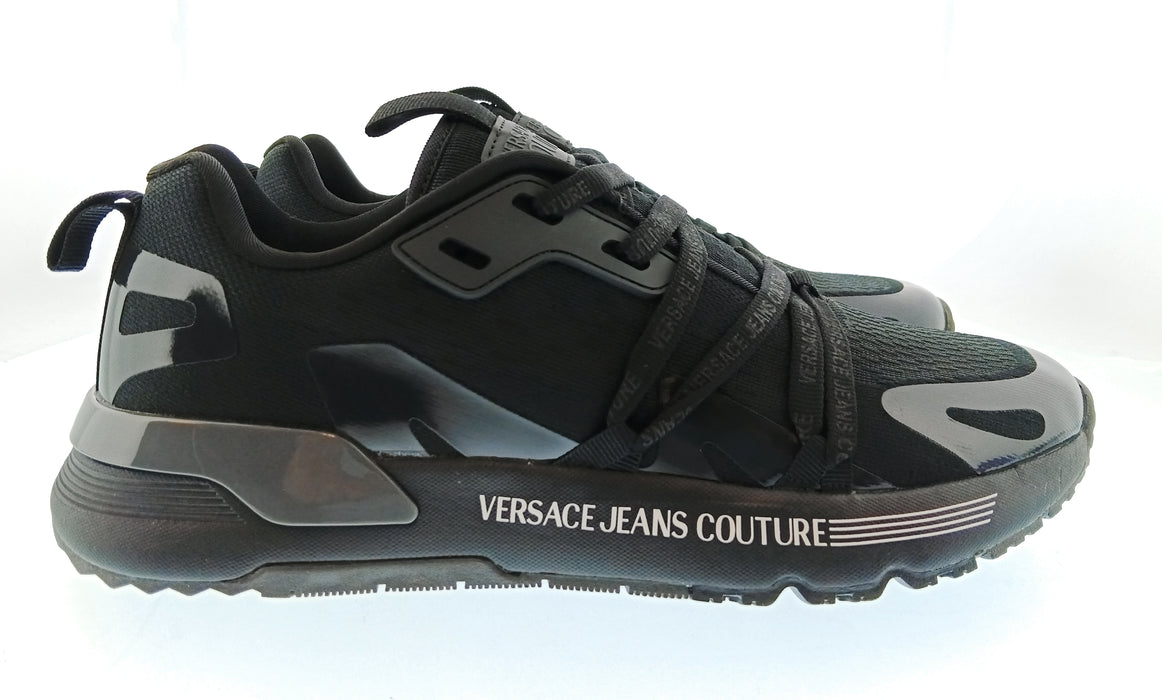 Versace Jeans Couture Mens Black / Gray Panel Runner Sneakers-