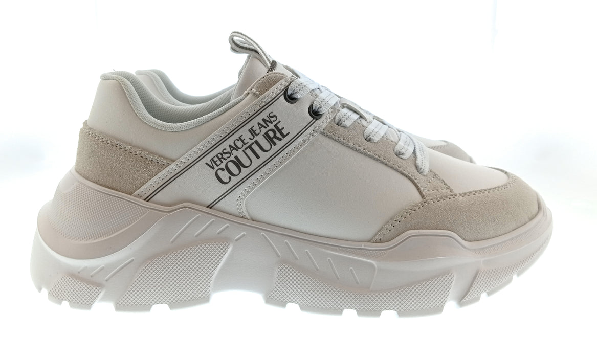 Versace Jeans Couture Mens White / Beige Chunky Colorblock Sneakers-