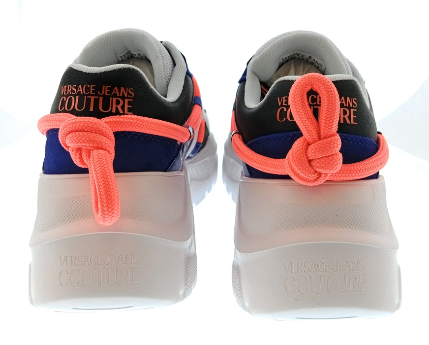 Versace Jeans Couture Mens White / Navy / Coral Multicolor Runner Sneakers-