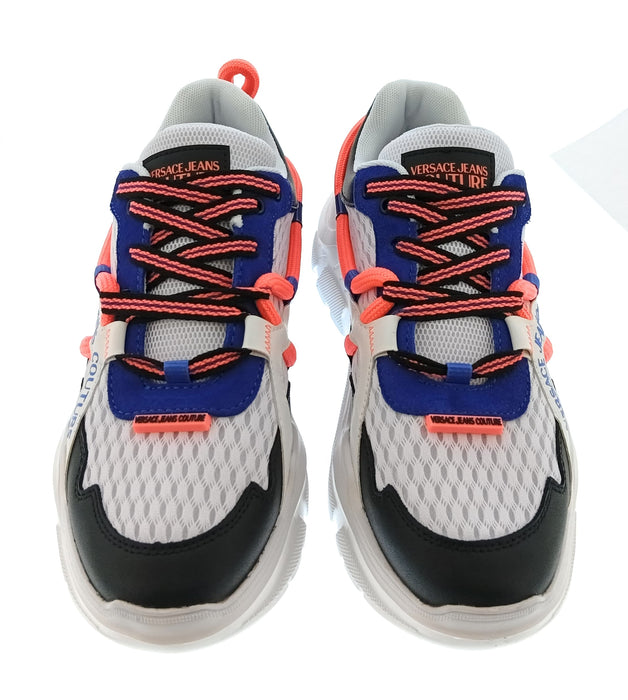 Versace Jeans Couture Mens White / Navy / Coral Multicolor Runner Sneakers-
