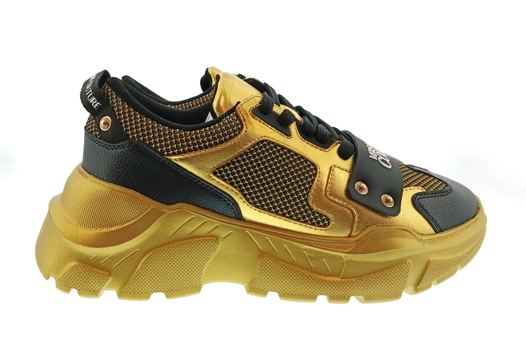 Versace Jeans Couture Mens Gold / Black Metallic Chunky Sneakers-