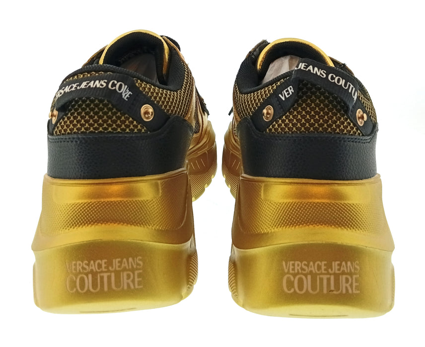 Versace Jeans Couture Mens Gold / Black Metallic Chunky Sneakers-