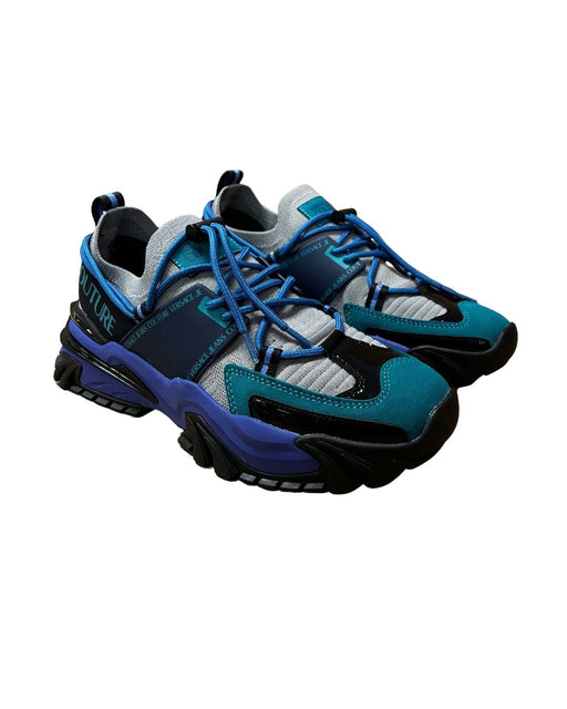 Versace Jeans Couture Mens Black / Blue / Teal Technical Trail Sneakers-