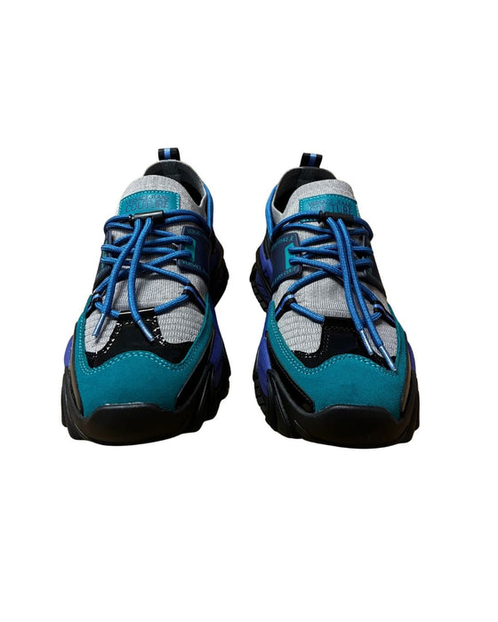 Versace Jeans Couture Mens Black / Blue / Teal Technical Trail Sneakers-