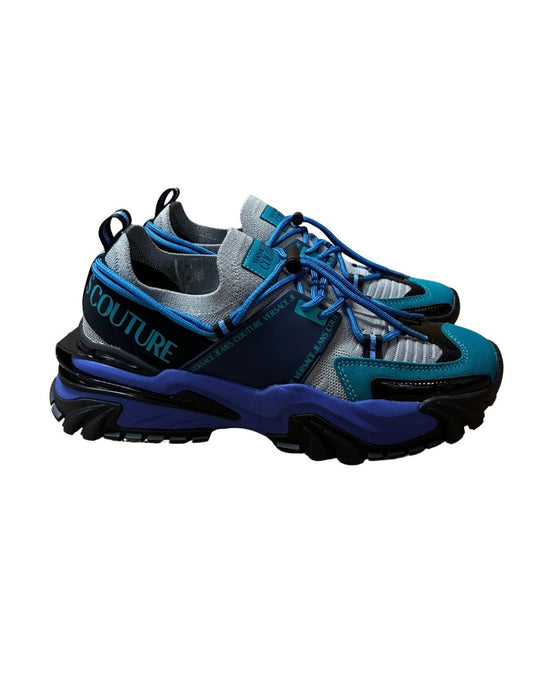 Versace Jeans Couture Mens Black / Blue / Teal Technical Trail Sneakers-