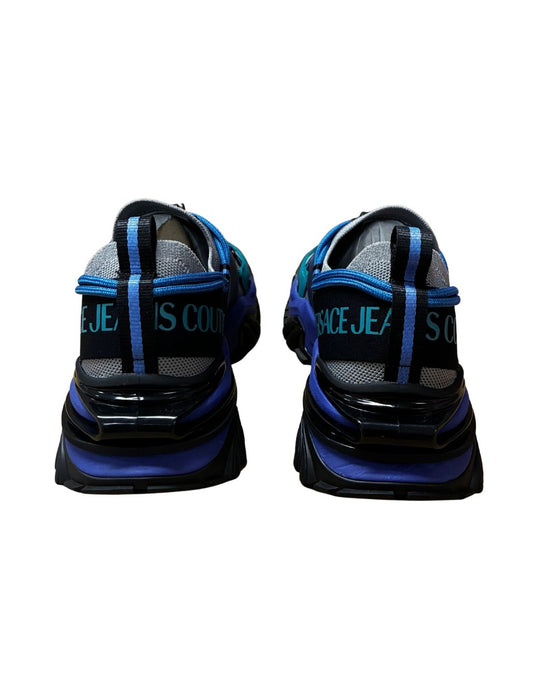 Versace Jeans Couture Mens Black / Blue / Teal Technical Trail Sneakers-