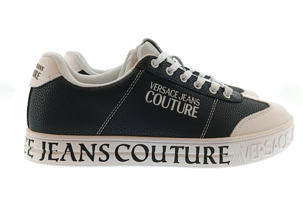 Versace Jeans Couture Mens Black / White Logo Platform Sneakers-
