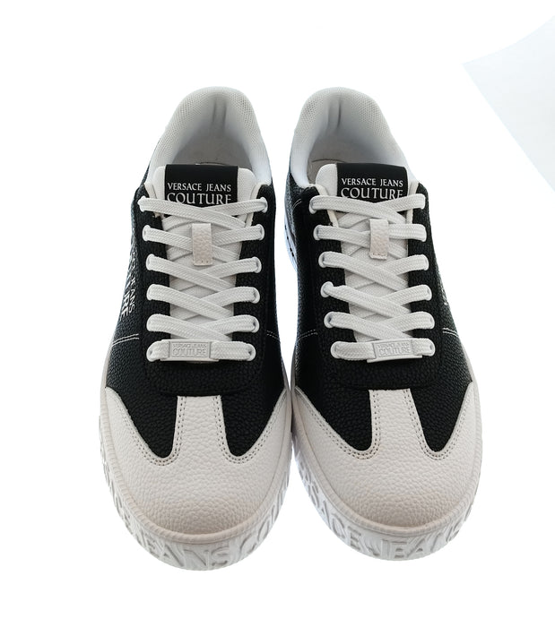 Versace Jeans Couture Mens Black / White Logo Platform Sneakers-