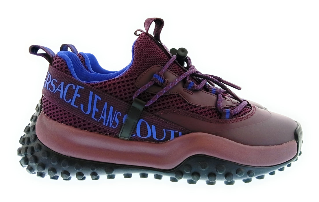 Versace Jeans Couture Mens Burgundy / Purple / Blue Logo Runner Sneakers-