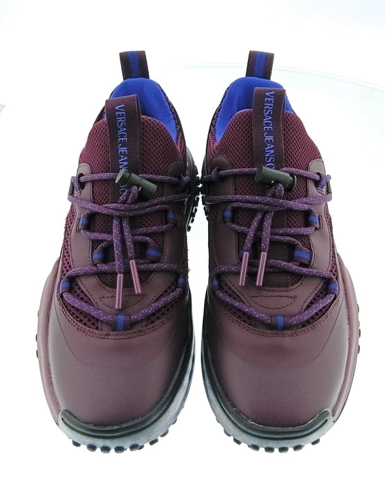Versace Jeans Couture Mens Burgundy / Purple / Blue Logo Runner Sneakers-