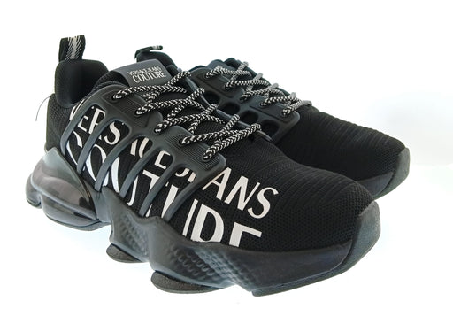 Versace Jeans Couture Mens Black / White Typography Runner Sneakers-