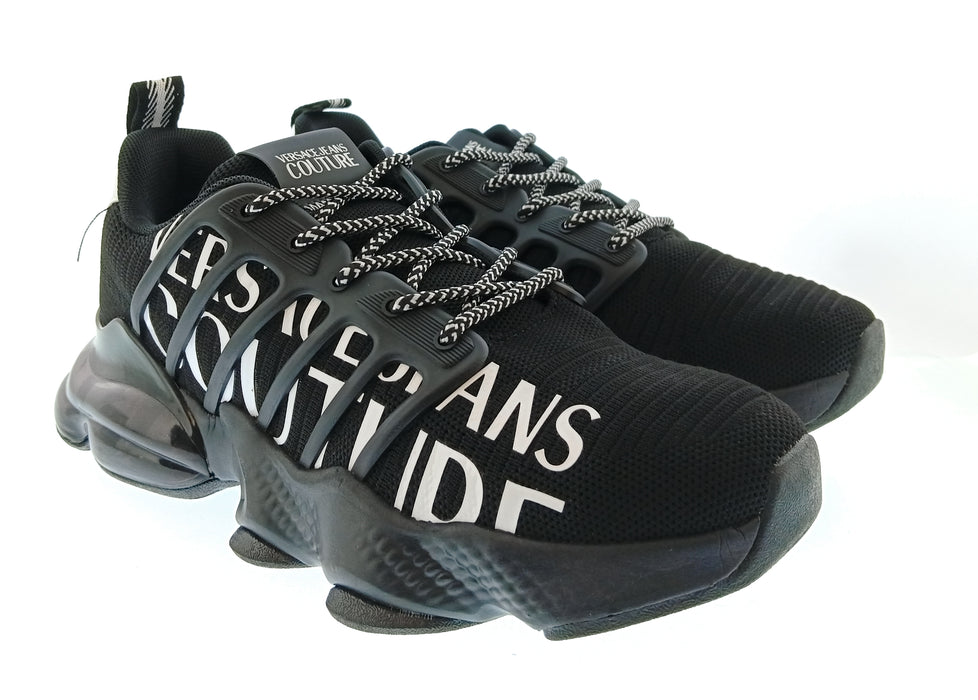 Versace Jeans Couture Mens Black / White Typography Runner Sneakers-10