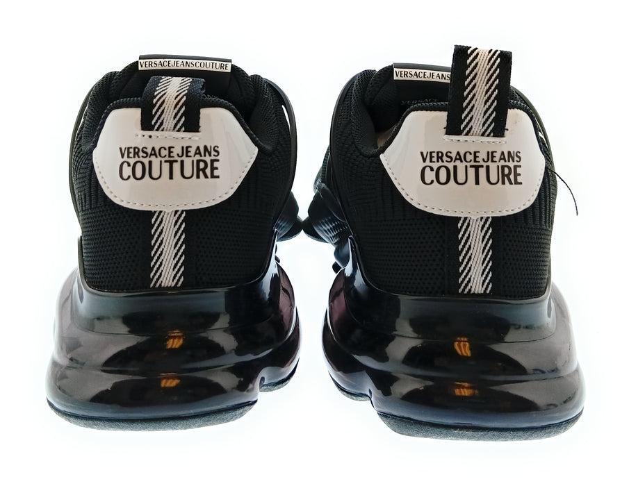 Versace Jeans Couture Mens Black / White Typography Runner Sneakers-