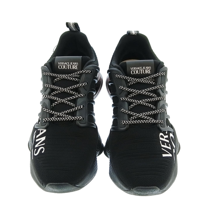 Versace Jeans Couture Mens Black / White Typography Runner Sneakers-