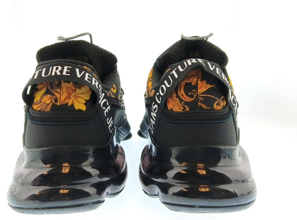 Versace Jeans Couture Mens Black / Orange Baroque Runner Sneakers-