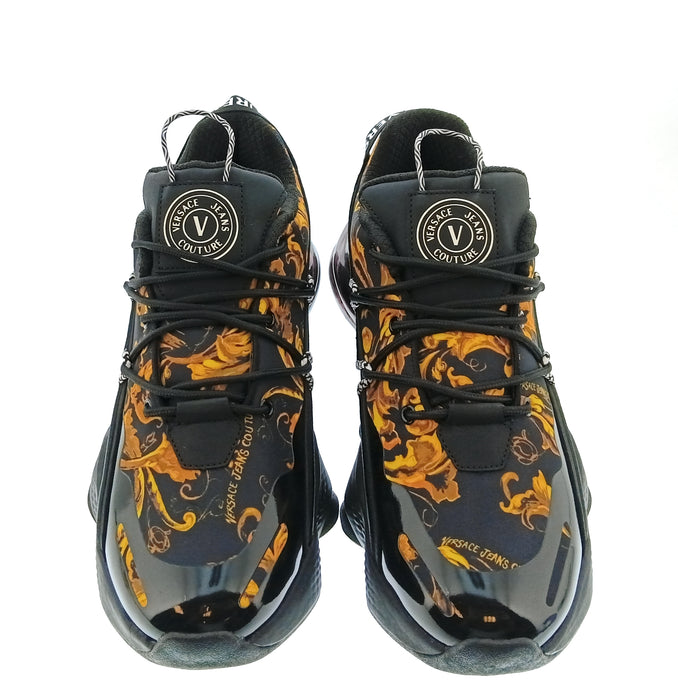 Versace Jeans Couture Mens Black / Orange Baroque Runner Sneakers-