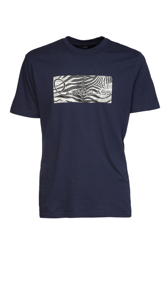 Cavalli Class Navy Tiger Print Signature T-Shirt-XXXL