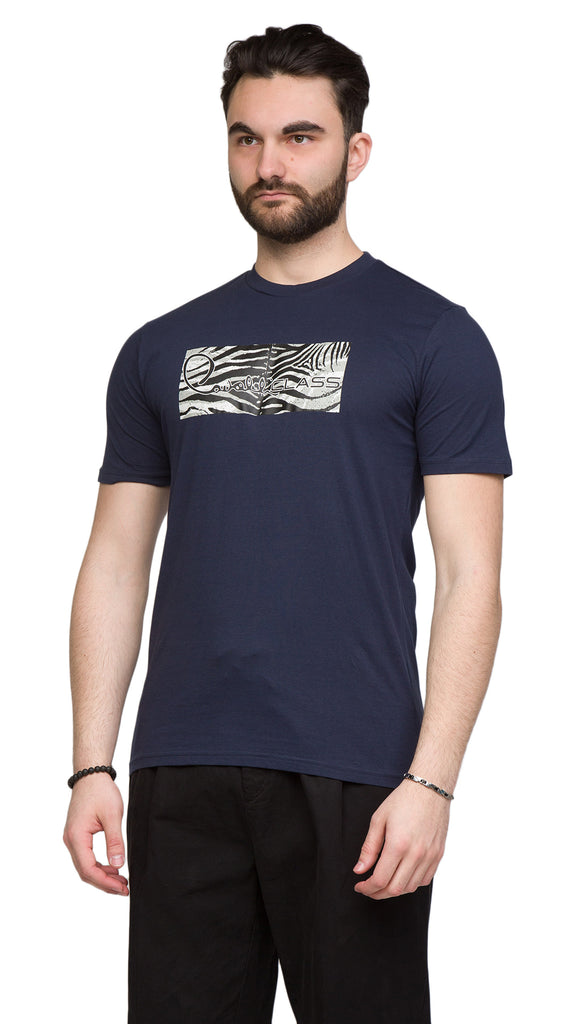 Cavalli Class Navy Tiger Print Signature T-