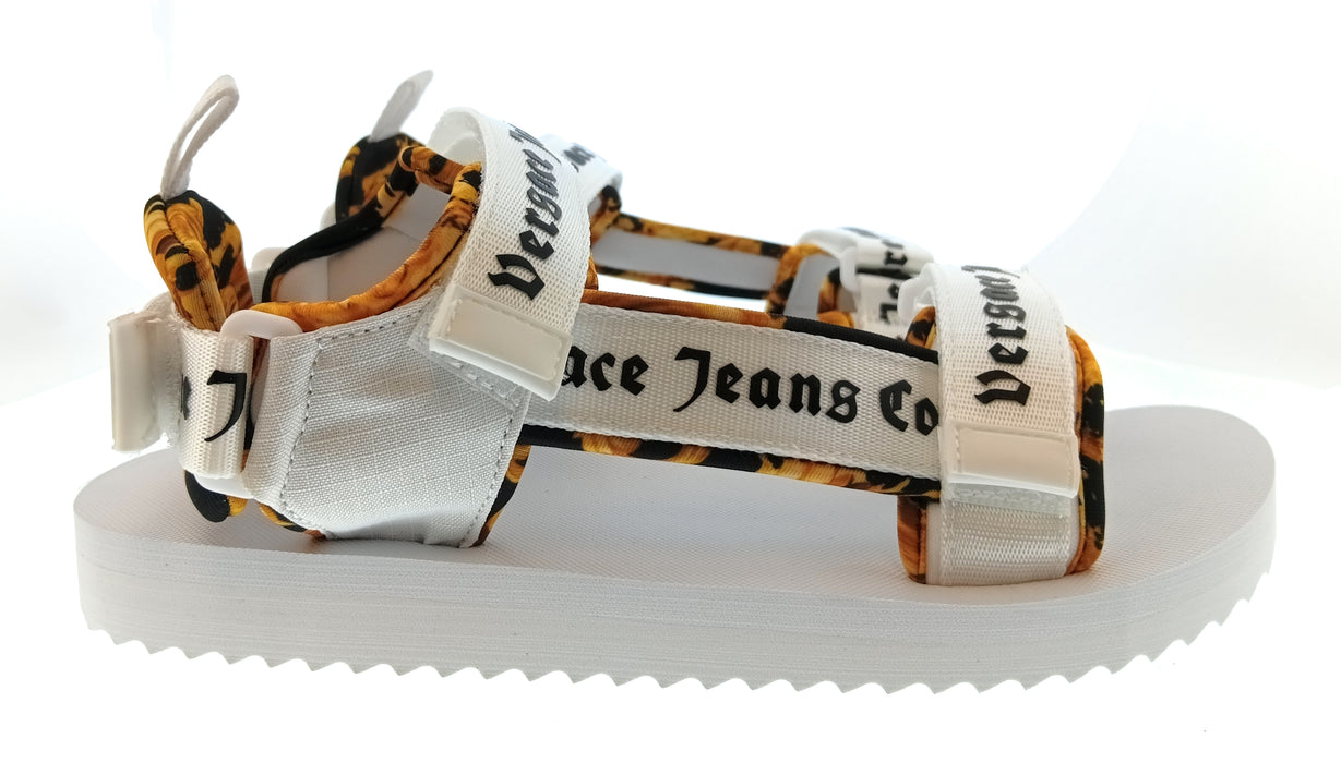 Versace Jeans Couture Mens White / Orange / Black Logo Strap Trek Sandals-