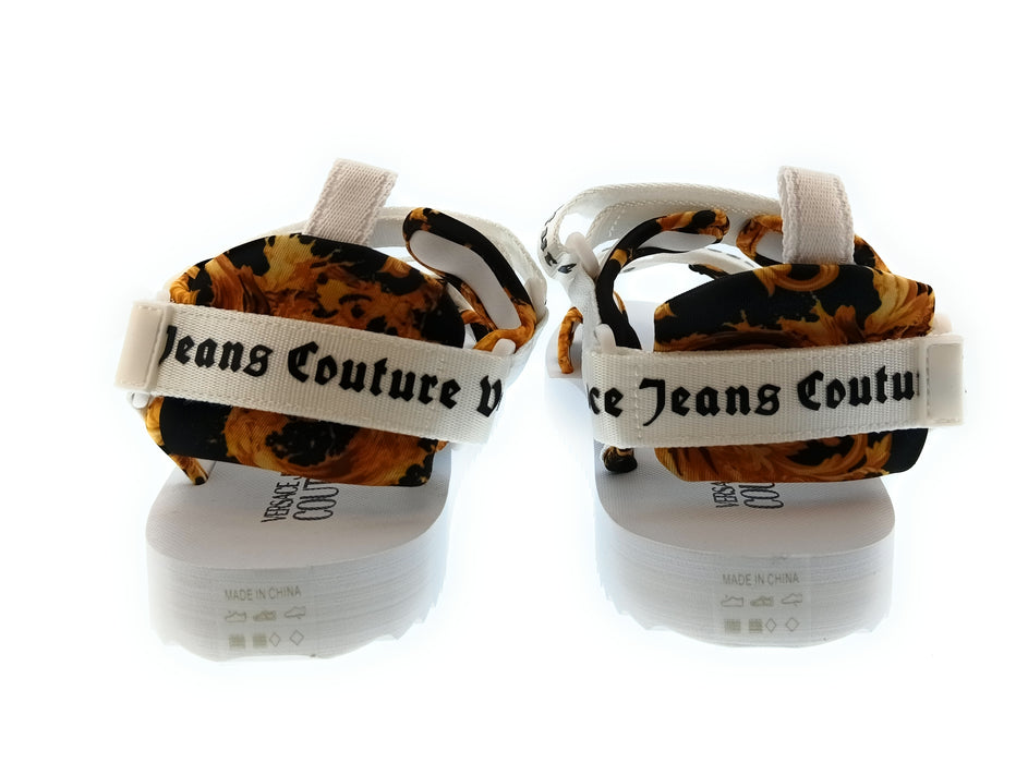 Versace Jeans Couture Mens White / Orange / Black Logo Strap Trek Sandals-