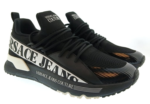 Versace Jeans Couture Mens Black / White Logo Runner Sneakers-