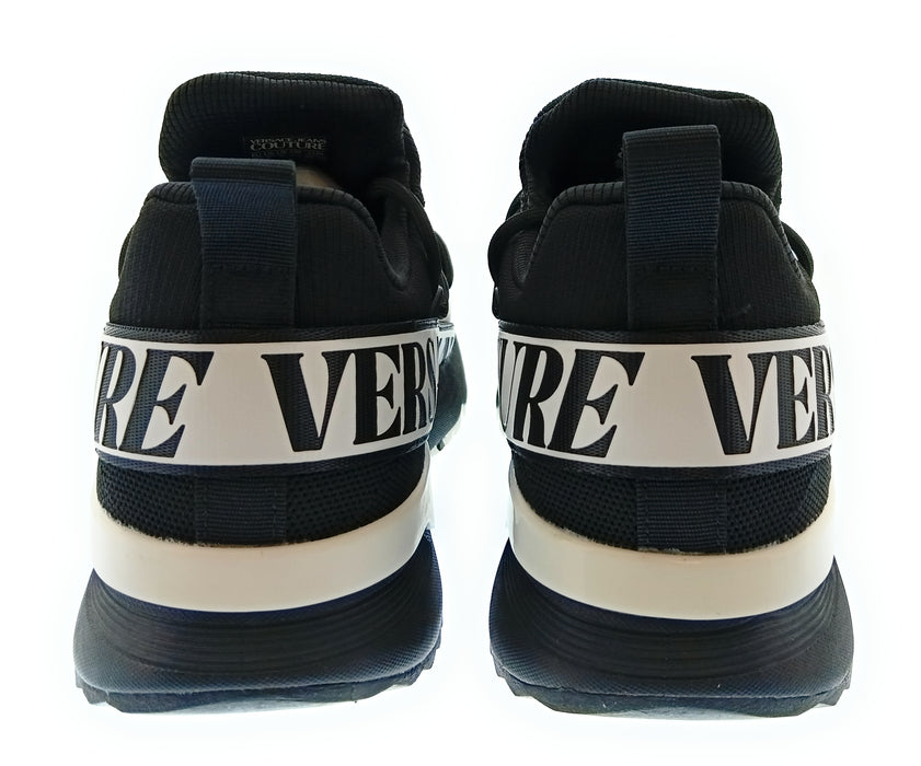 Versace Jeans Couture Mens Black / White Logo Runner Sneakers-