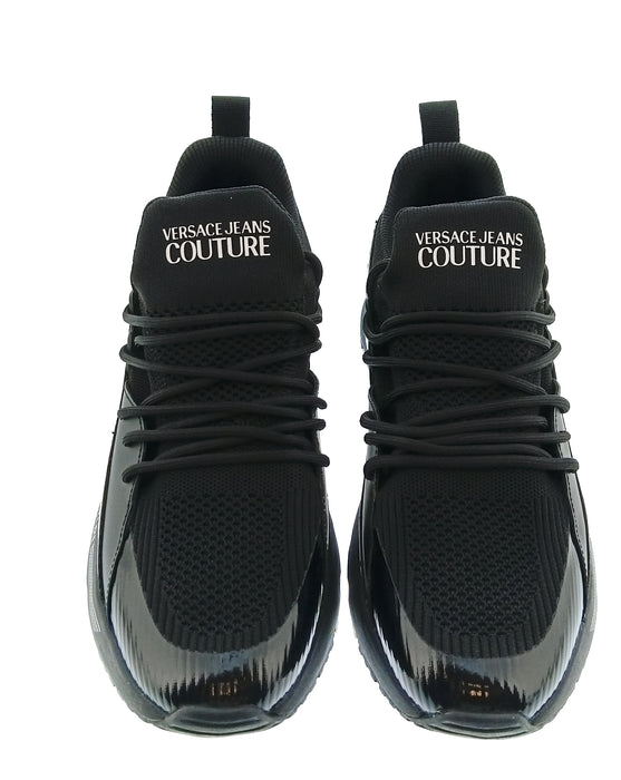 Versace Jeans Couture Mens Black / White Logo Runner Sneakers-