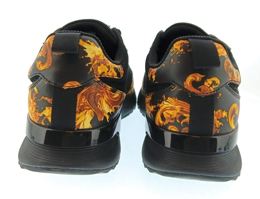 Versace Jeans Couture Mens Black / Gold Baroque Logo Runner Sneakers-