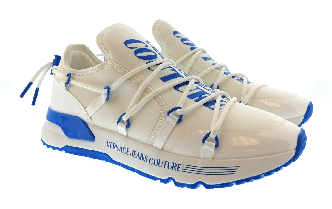 Versace Jeans Couture Mens White / Royal Blue Cage Runner Sneakers-