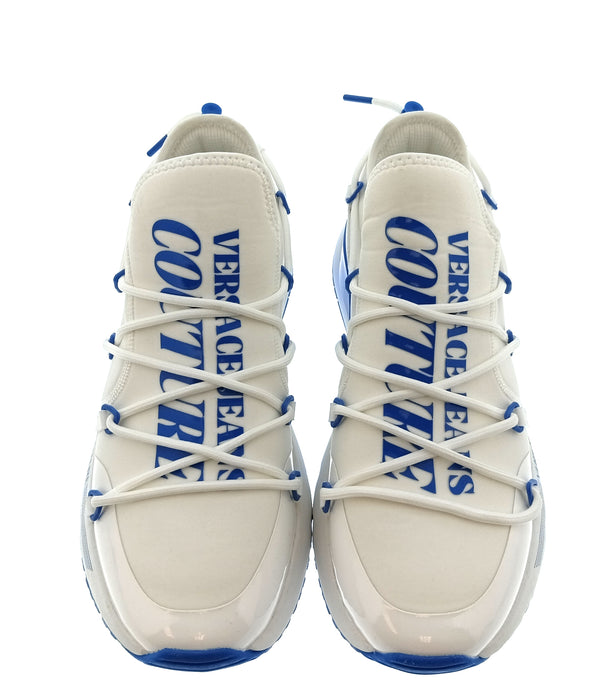 Versace Jeans Couture Mens White / Royal Blue Cage Runner Sneakers-
