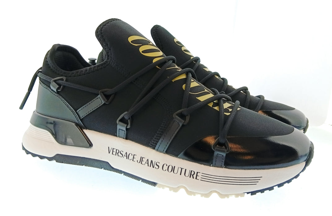 Versace Jeans Couture Mens Black / Gold Metallic Accent Runner Sneakers-9