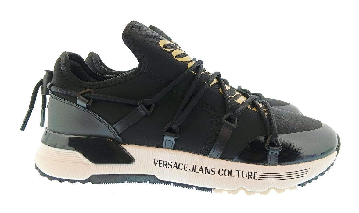 Versace Jeans Couture Mens Black / Gold Metallic Accent Runner Sneakers-