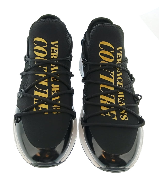 Versace Jeans Couture Mens Black / Gold Metallic Accent Runner Sneakers-
