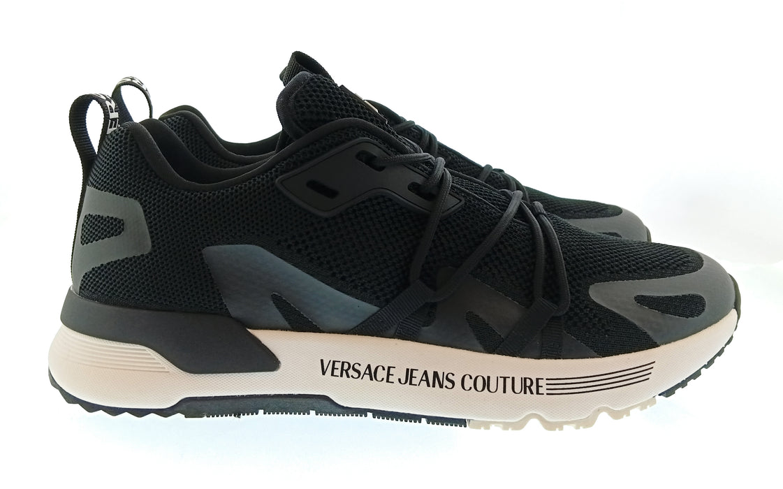 Versace Jeans Couture Mens Black / Gray Technical Runner Sneakers-
