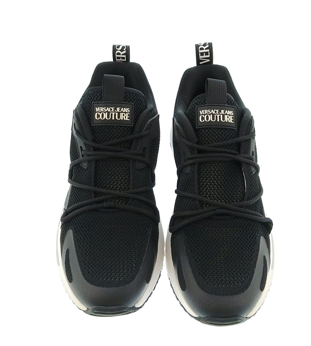 Versace Jeans Couture Mens Black / Gray Technical Runner Sneakers-