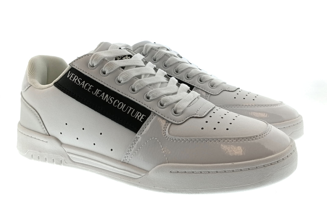 Versace Jeans Couture Mens White / Silver / Black Low-Top Logo Sneakers-