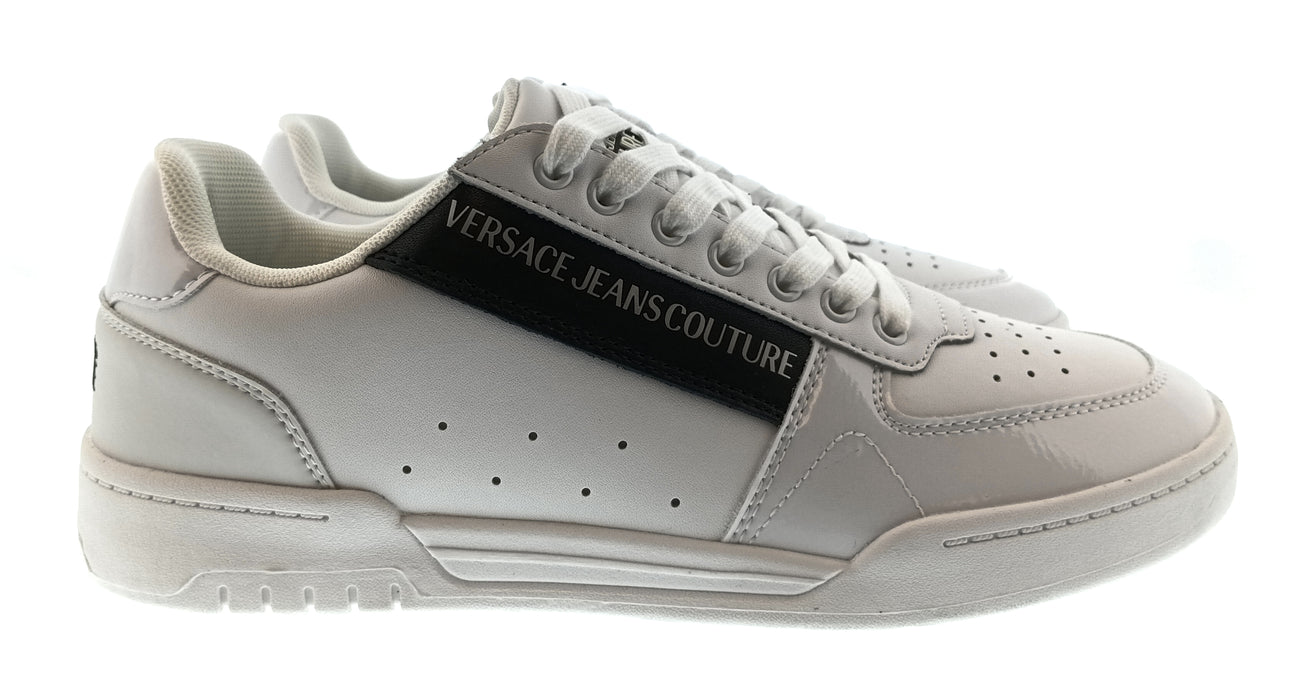 Versace Jeans Couture Mens White / Silver / Black Low-Top Logo Sneakers-