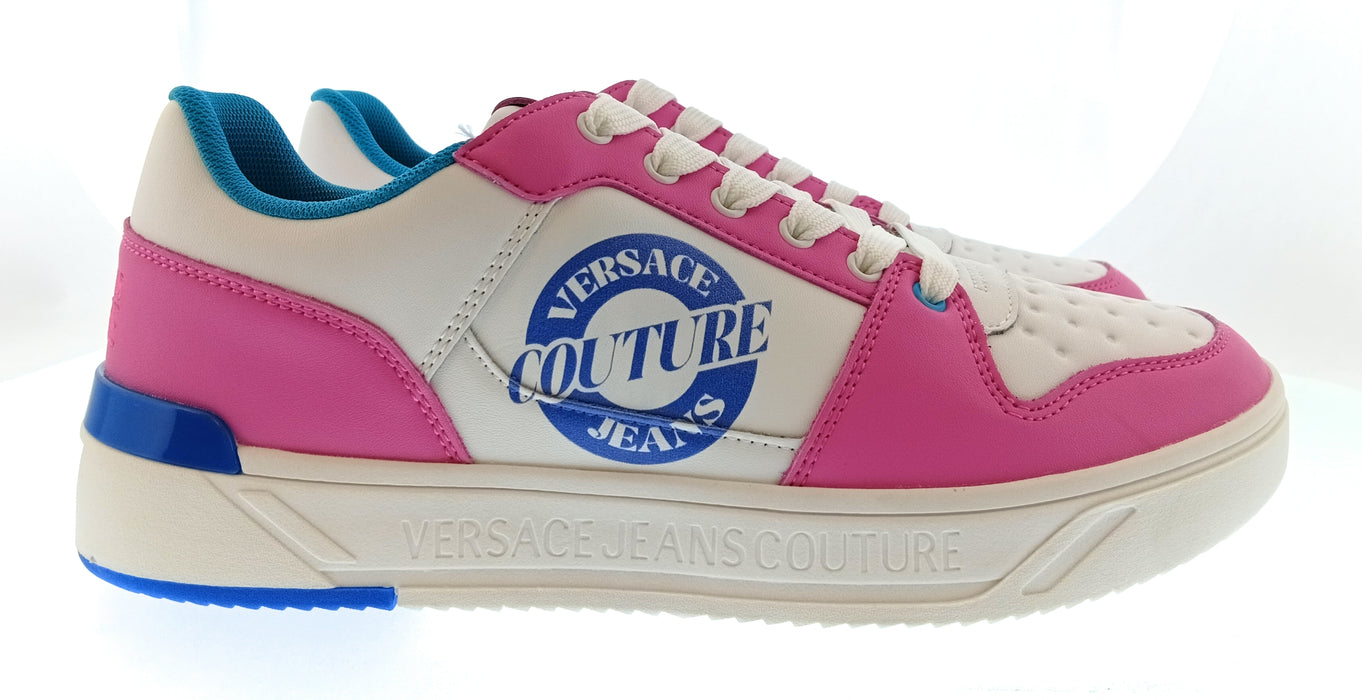 Versace Jeans Couture Mens Pink / White / Blue Colorblock Court Sneakers-