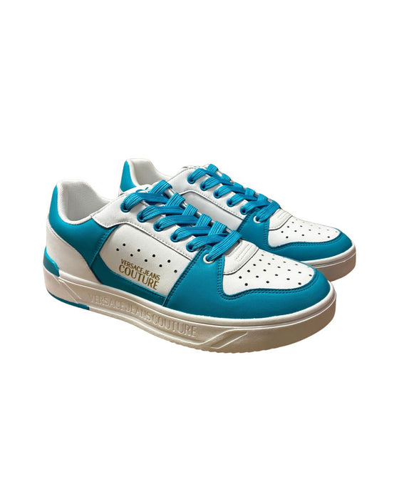 Versace Jeans Couture Mens Turquoise / White Colorblock Court Sneakers-9.5