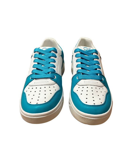 Versace Jeans Couture Mens Turquoise / White Colorblock Court Sneakers-