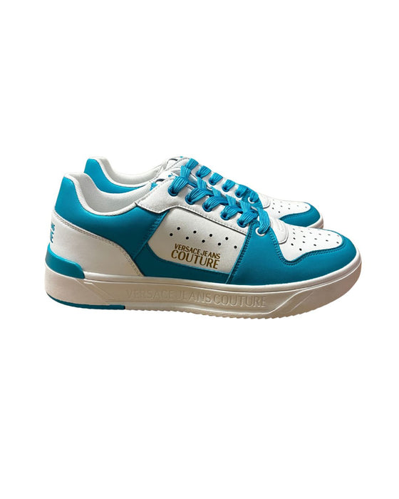 Versace Jeans Couture Mens Turquoise / White Colorblock Court Sneakers-