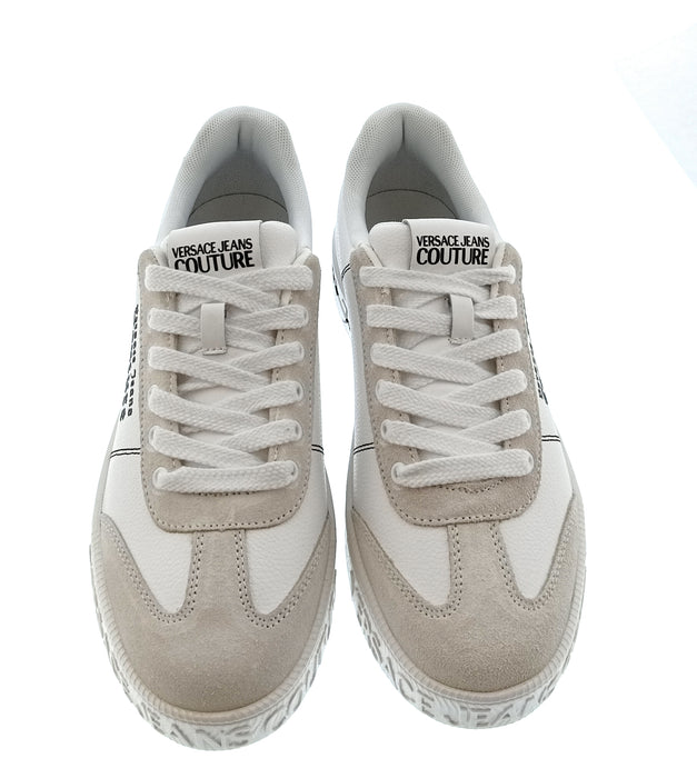 Versace Jeans Couture Mens Beige / White / Black Logo Platform Sneakers-